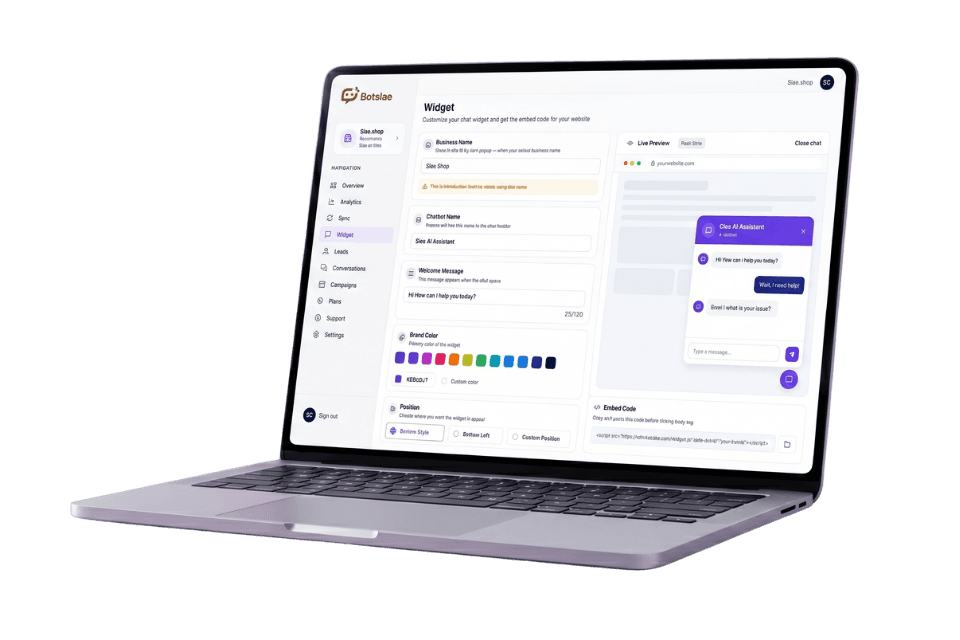 Botslae widget dashboard